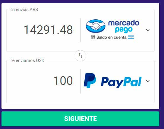 Elección de operación a realizar en saldo